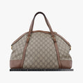 GG Supreme Medium Nice Dome Beige×Brown PVC coated canvas × leather 309614 C013356054GGスプリーム ミディアム ナイス ドーム ベージュ×ブラウン PVCコーティングキャンバス×レザー 309614 C013356054