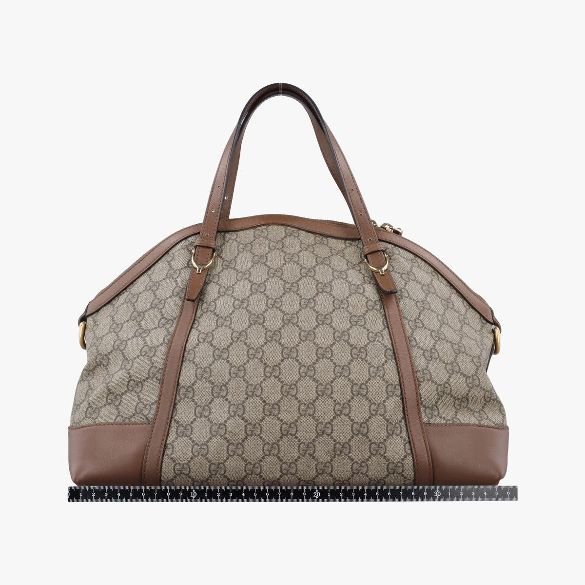 GG Supreme Medium Nice Dome Beige×Brown PVC coated canvas × leather 309614 C013356054GGスプリーム ミディアム ナイス ドーム ベージュ×ブラウン PVCコーティングキャンバス×レザー 309614 C013356054