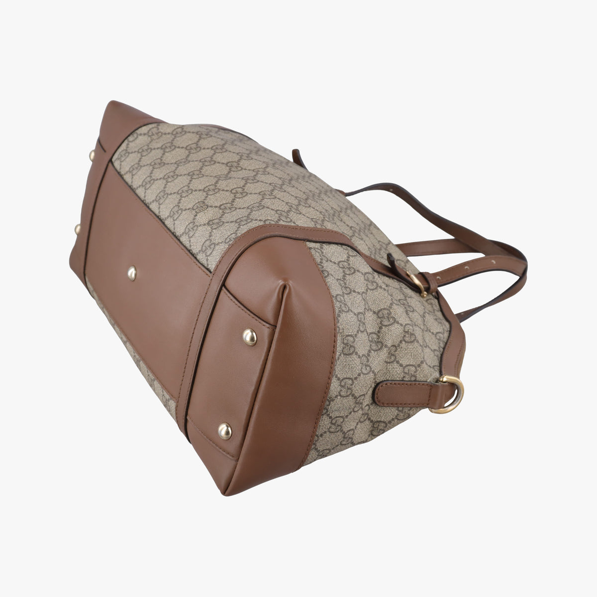 GG Supreme Medium Nice Dome Beige×Brown PVC coated canvas × leather 309614 C013356054GGスプリーム ミディアム ナイス ドーム ベージュ×ブラウン PVCコーティングキャンバス×レザー 309614 C013356054