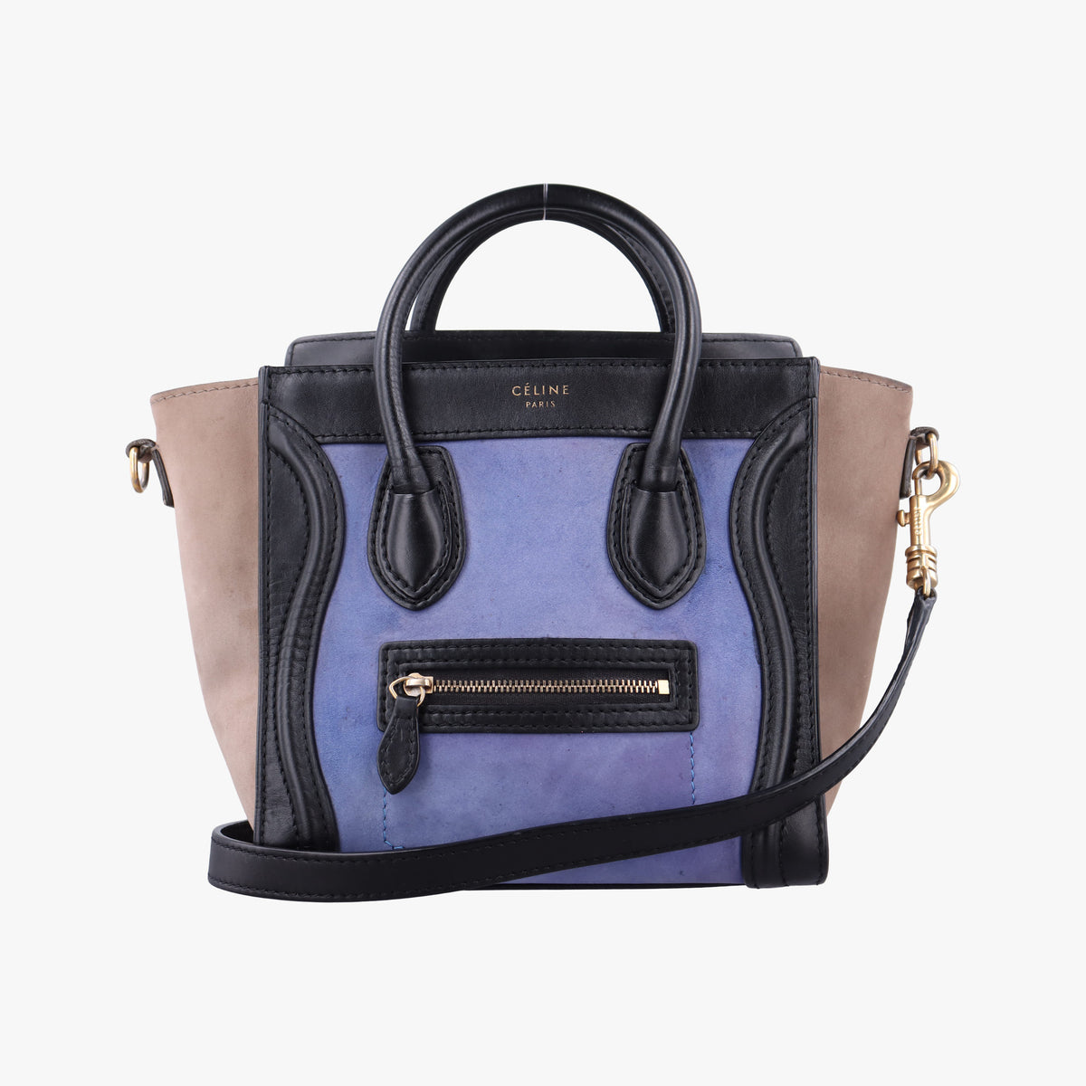 luggage nano shopper Blue×Black×Beige Leather×Suede F-ZP-0142ラゲージナノショッパー ブルー×ブラック×ベージュ レザー×スエード F-ZP-0142