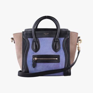 luggage nano shopper Blue×Black×Beige Leather×Suede F-ZP-0142ラゲージナノショッパー ブルー×ブラック×ベージュ レザー×スエード F-ZP-0142