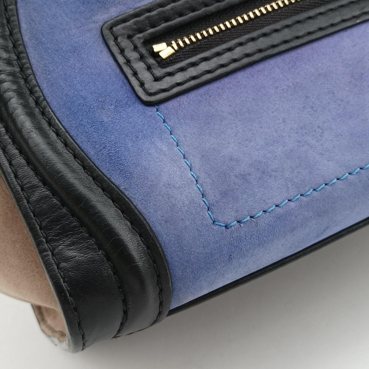 luggage nano shopper Blue×Black×Beige Leather×Suede F-ZP-0142ラゲージナノショッパー ブルー×ブラック×ベージュ レザー×スエード F-ZP-0142