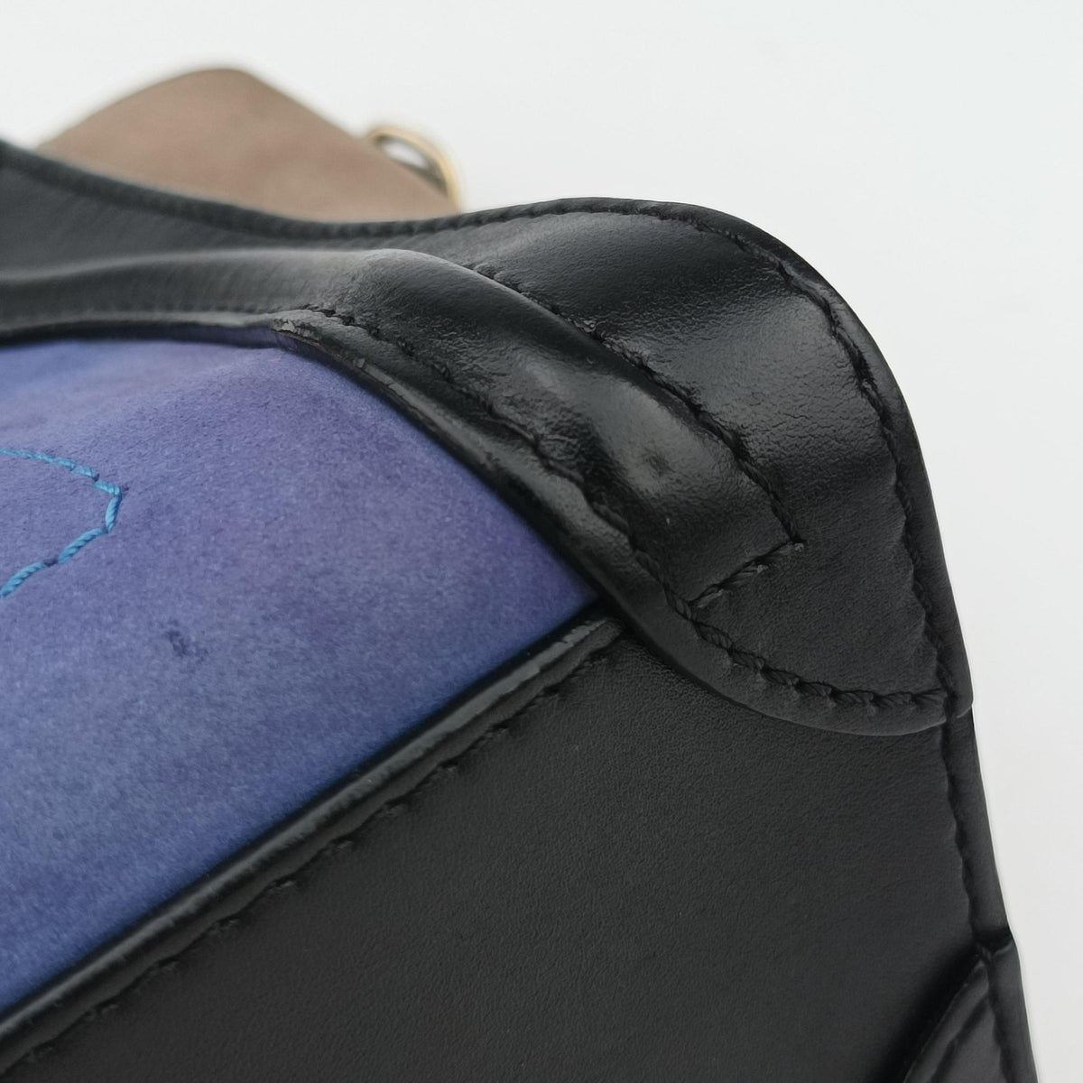 luggage nano shopper Blue×Black×Beige Leather×Suede F-ZP-0142ラゲージナノショッパー ブルー×ブラック×ベージュ レザー×スエード F-ZP-0142