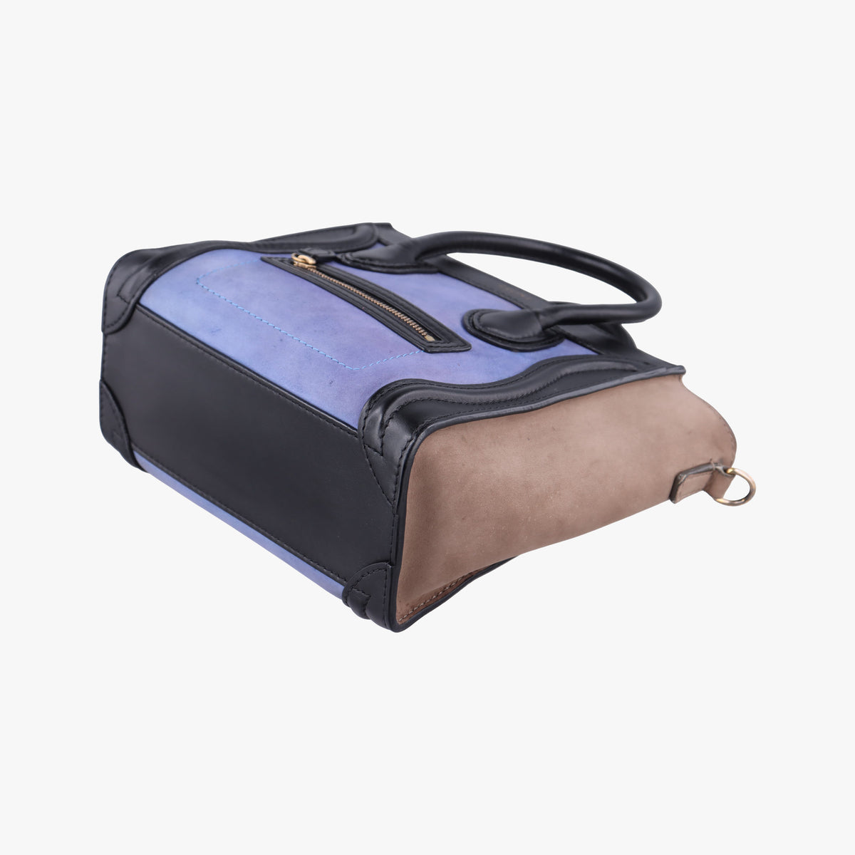 luggage nano shopper Blue×Black×Beige Leather×Suede F-ZP-0142ラゲージナノショッパー ブルー×ブラック×ベージュ レザー×スエード F-ZP-0142