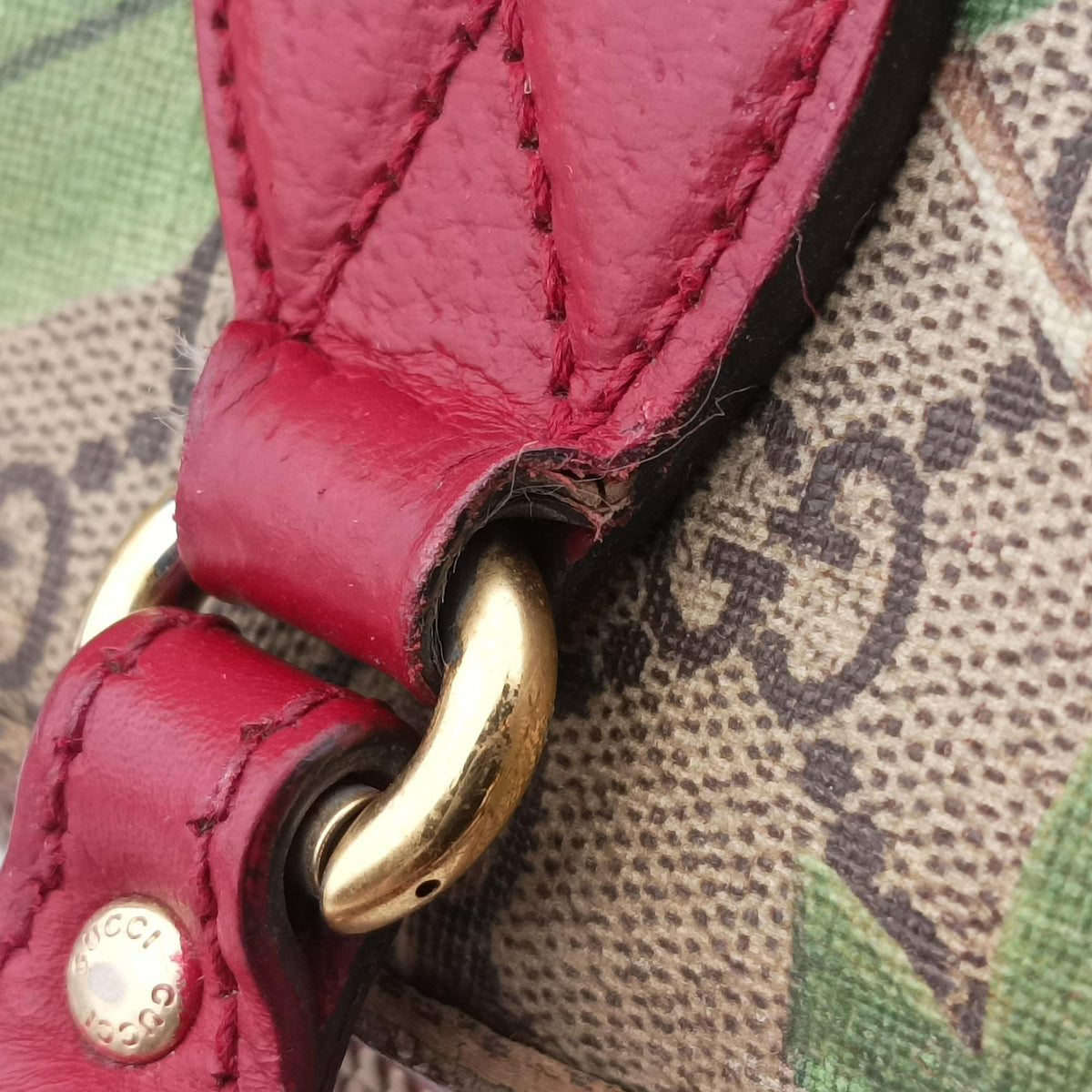 Pre-owned Gucci GG SUPREME Beige × Dark Brown × Multi PVC coated canvas×Leather 409529 shoulderbag | stylenewstar
