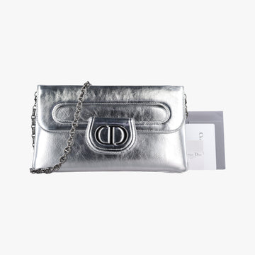 Dior double Medium Silver Leather 10-MA-0241ディオール ダブル ミディアム シルバー レザー 10-MA-0241