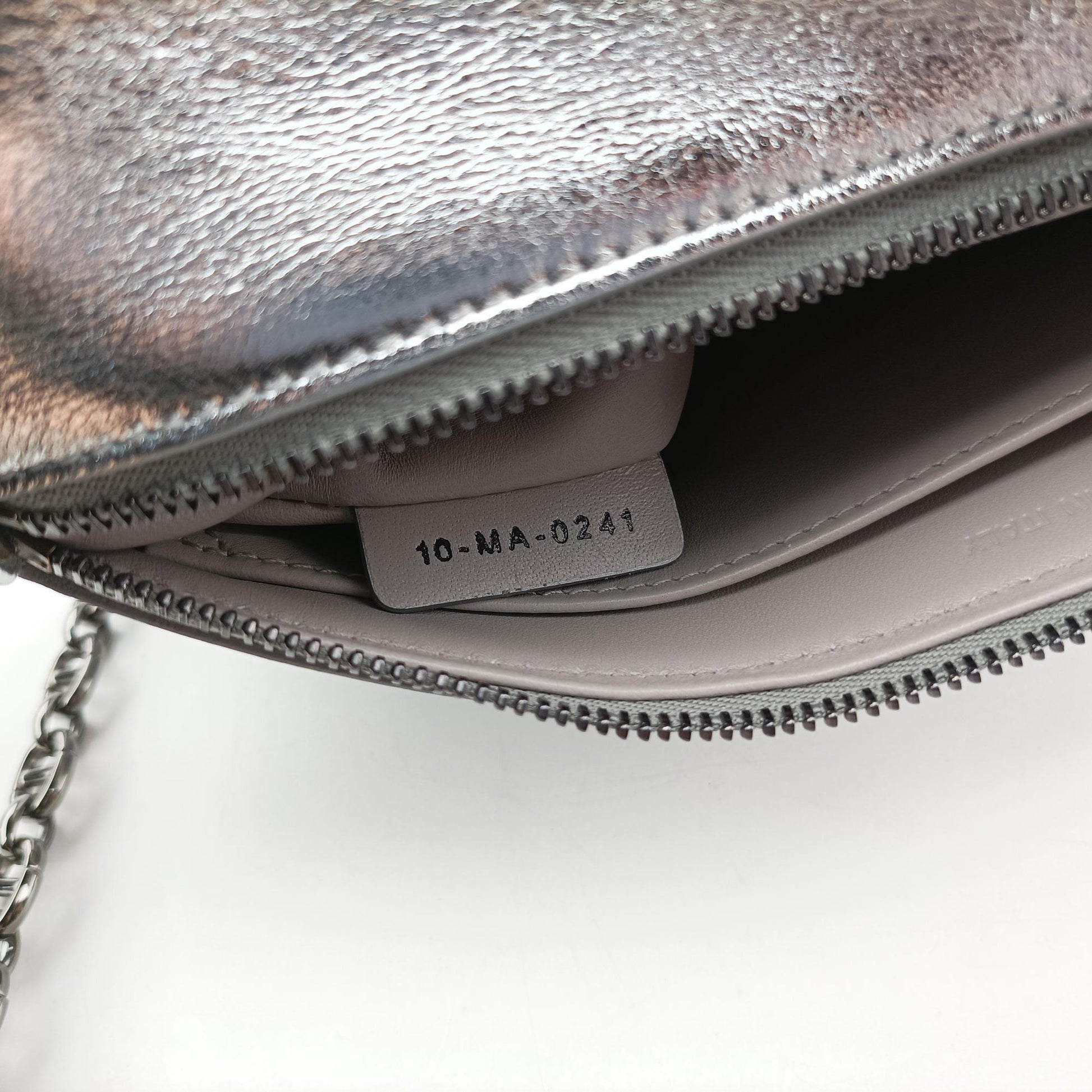 Dior double Medium Silver Leather 10-MA-0241ディオール ダブル ミディアム シルバー レザー 10-MA-0241