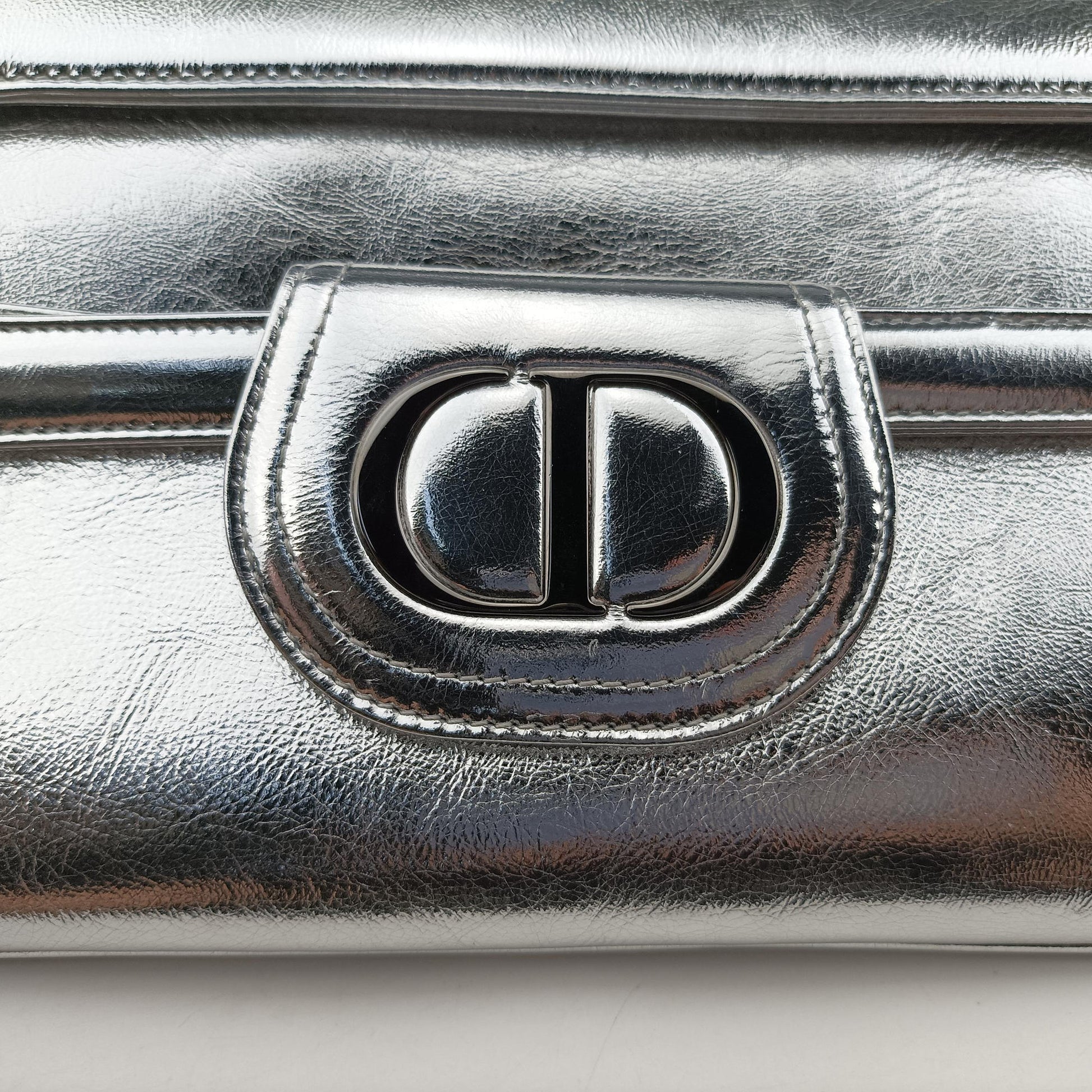 Dior double Medium Silver Leather 10-MA-0241ディオール ダブル ミディアム シルバー レザー 10-MA-0241