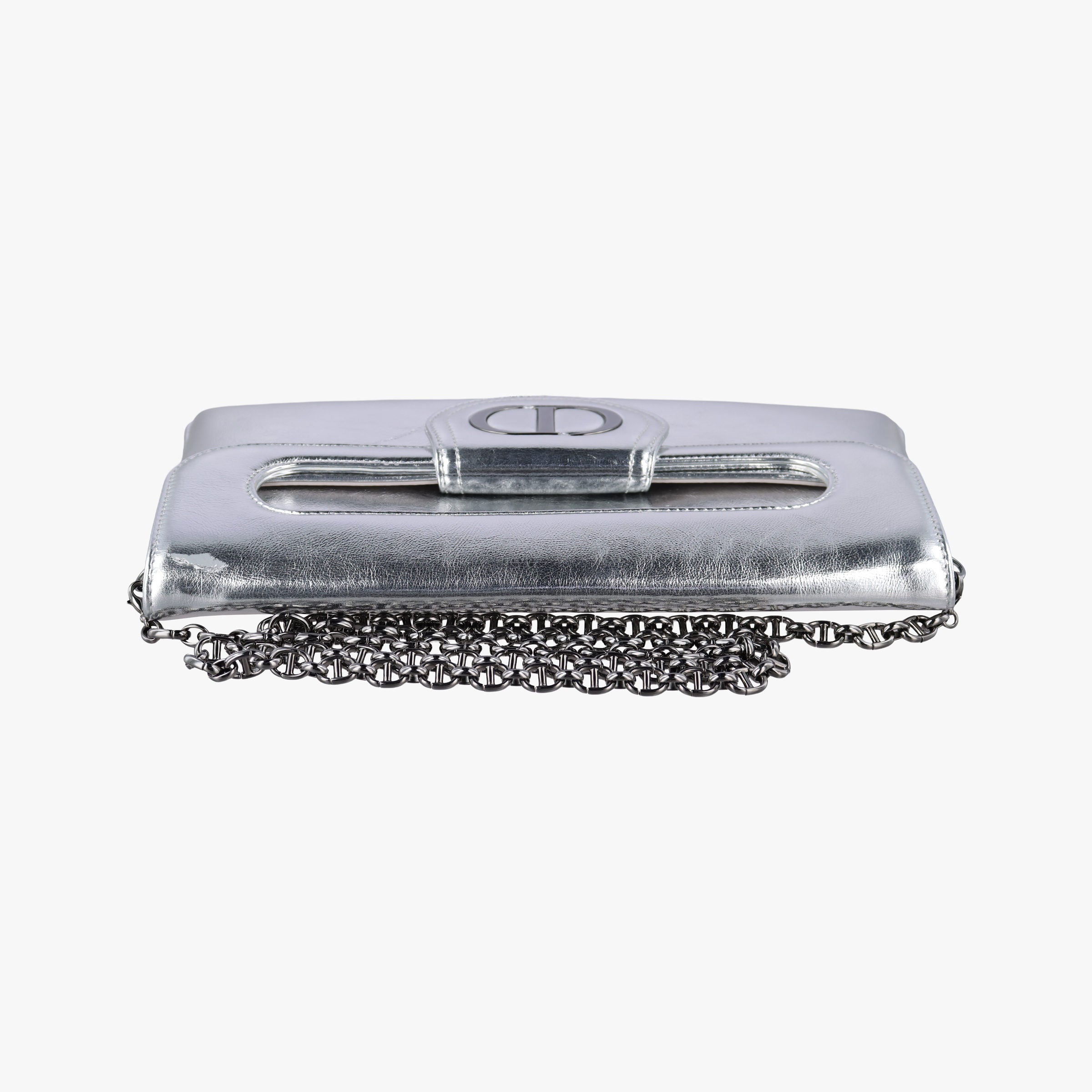 Dior double Medium Silver Leather 10-MA-0241ディオール ダブル ミディアム シルバー レザー 10-MA-0241