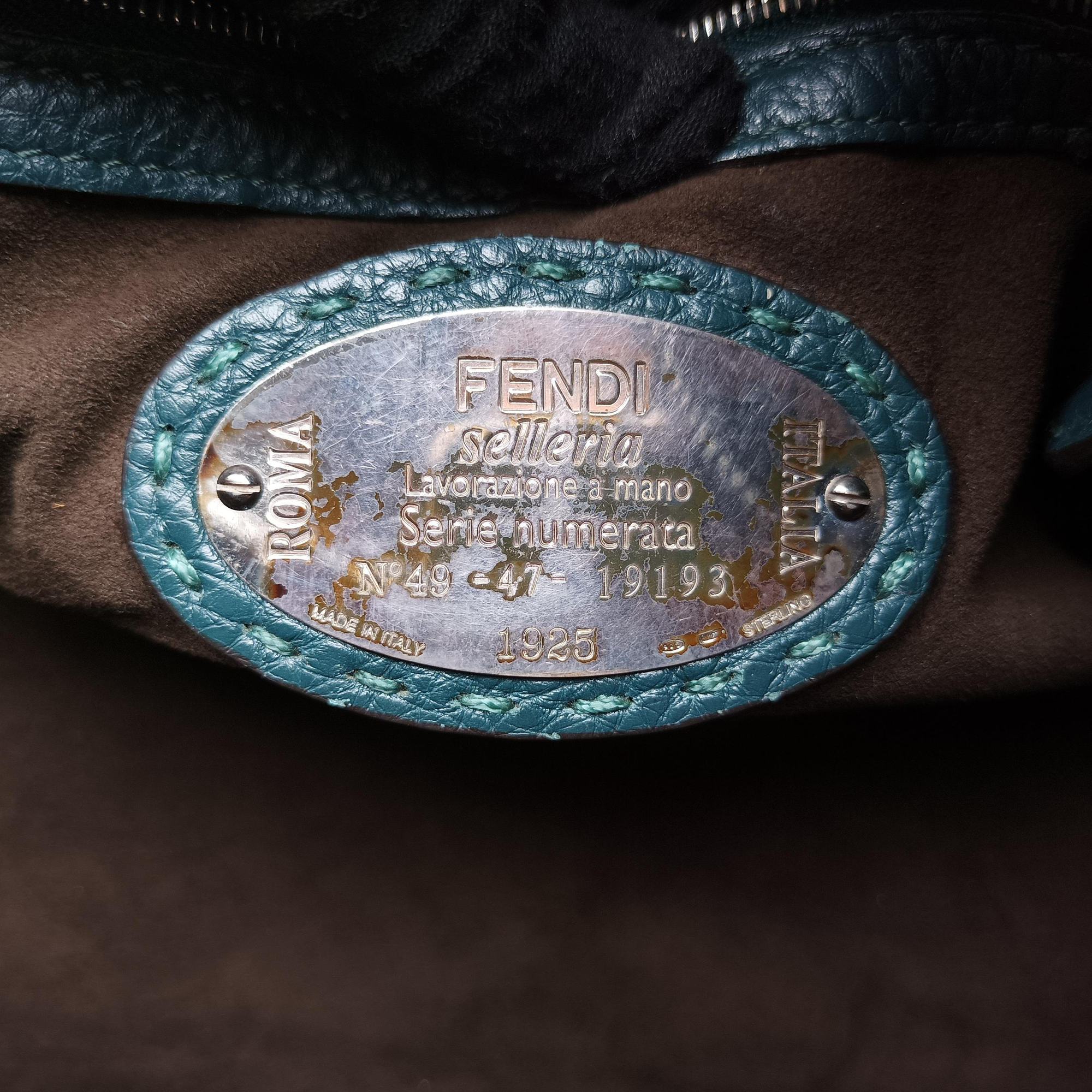 Pre-owned Fendi Selleria Lei Whipstitch Green Leather× Python  shoulderbag | stylenewstar