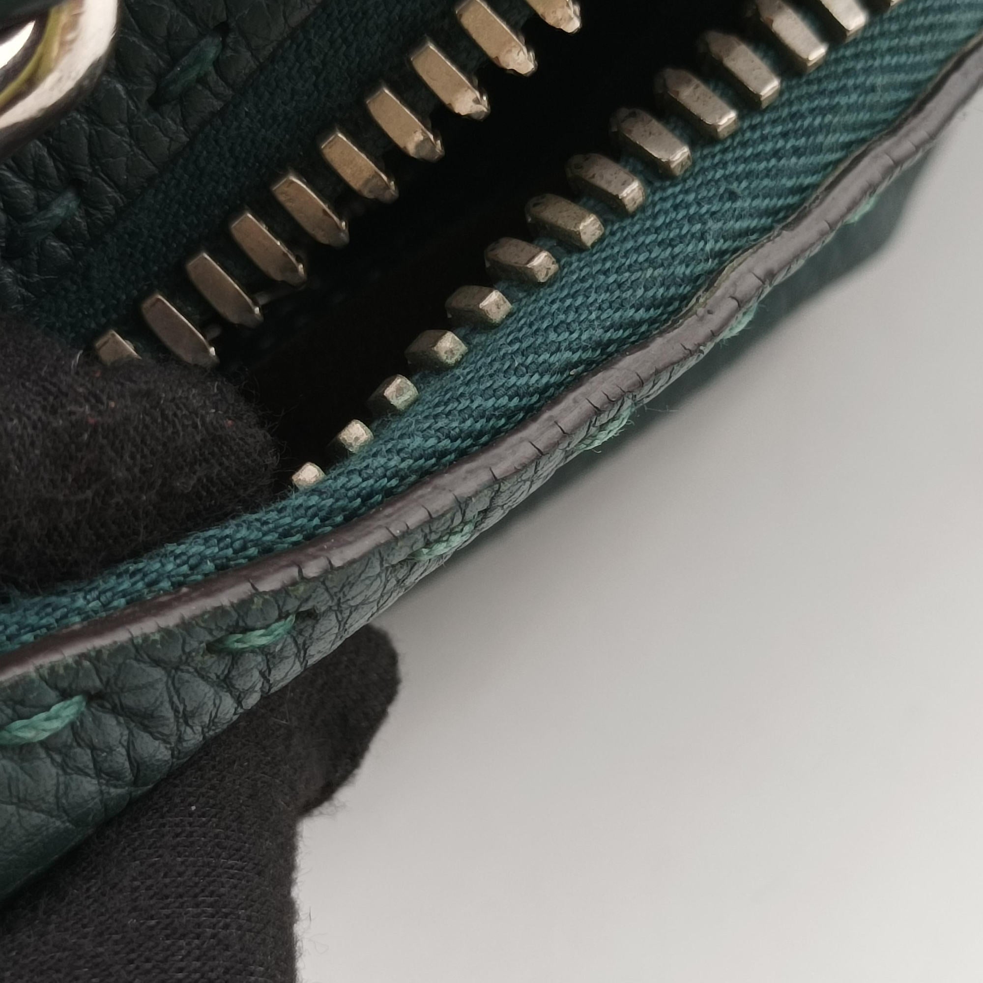 Pre-owned Fendi Selleria Lei Whipstitch Green Leather× Python  shoulderbag | stylenewstar