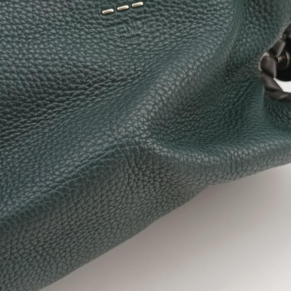 Pre-owned Fendi Selleria Lei Whipstitch Green Leather× Python  shoulderbag | stylenewstar