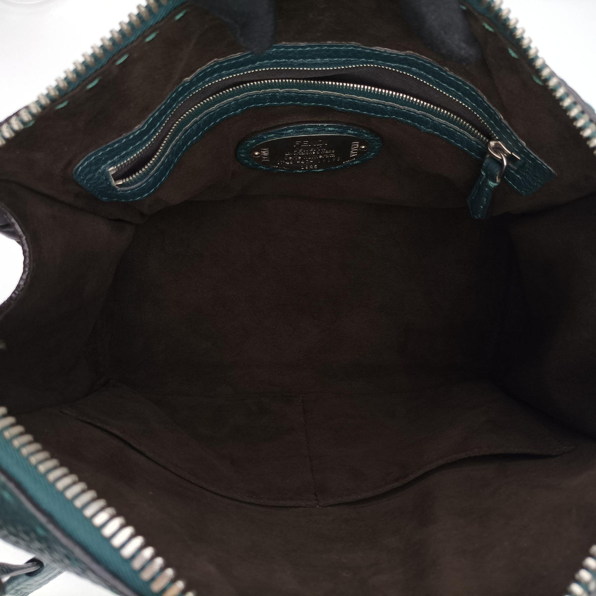 Pre-owned Fendi Selleria Lei Whipstitch Green Leather× Python  shoulderbag | stylenewstar