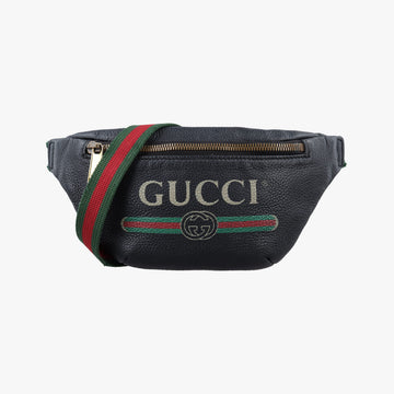 Pre-owned Gucci Print Black Leather 527792 bum bag/waist bag | stylenewstar