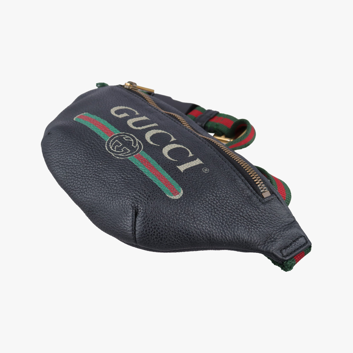 Pre-owned Gucci Print Black Leather 527792 bum bag/waist bag | stylenewstar