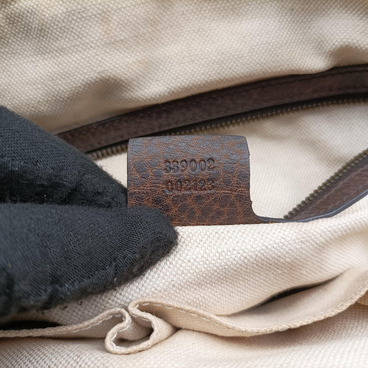 Pre-owned Gucci Bamboo Brown GGCanvas×Leather 339002 handbag | stylenewstar