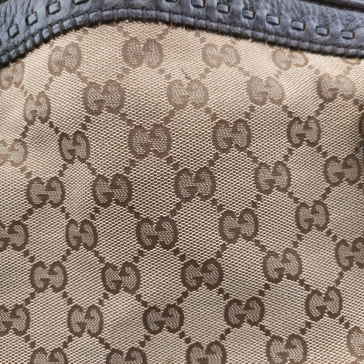 Pre-owned Gucci Bamboo Brown GGCanvas×Leather 339002 handbag | stylenewstar
