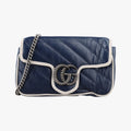 GG Marmont White×blue Leather 574969 GGマーモント ホワイト×ブルー レザー 574969 