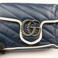 GG Marmont White×blue Leather 574969 GGマーモント ホワイト×ブルー レザー 574969 