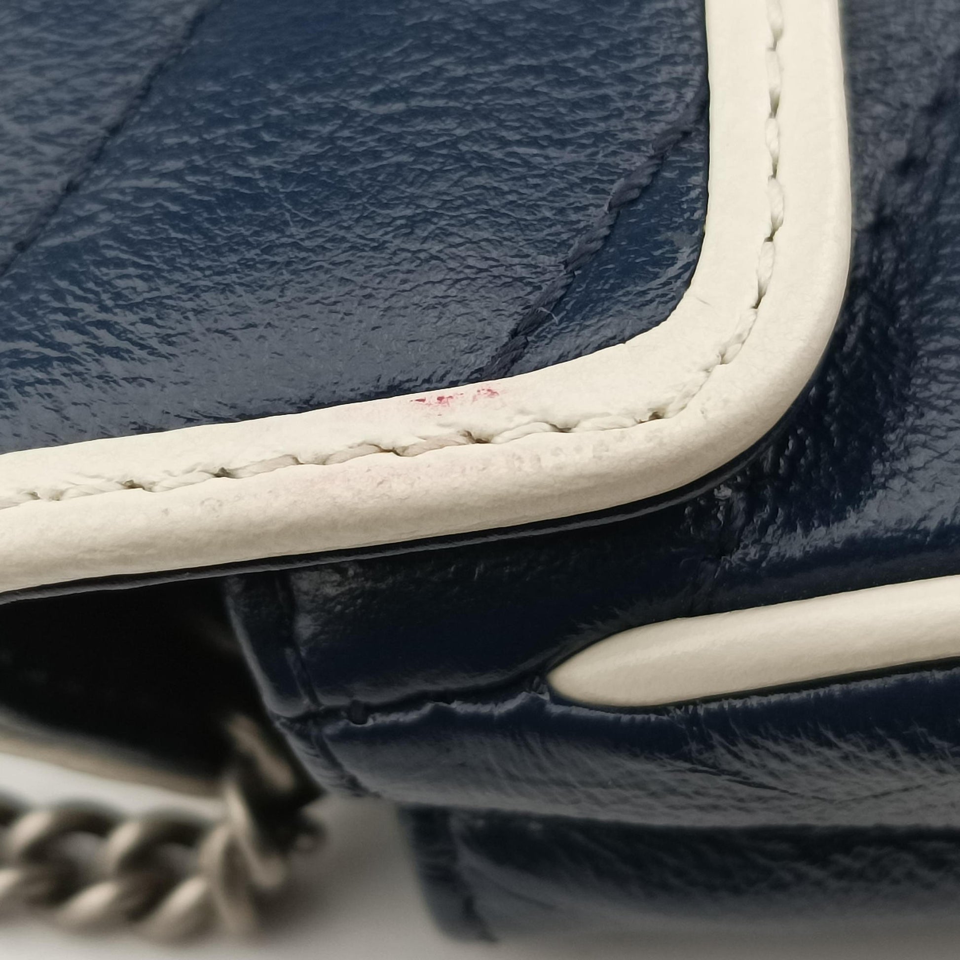GG Marmont White×blue Leather 574969 GGマーモント ホワイト×ブルー レザー 574969 