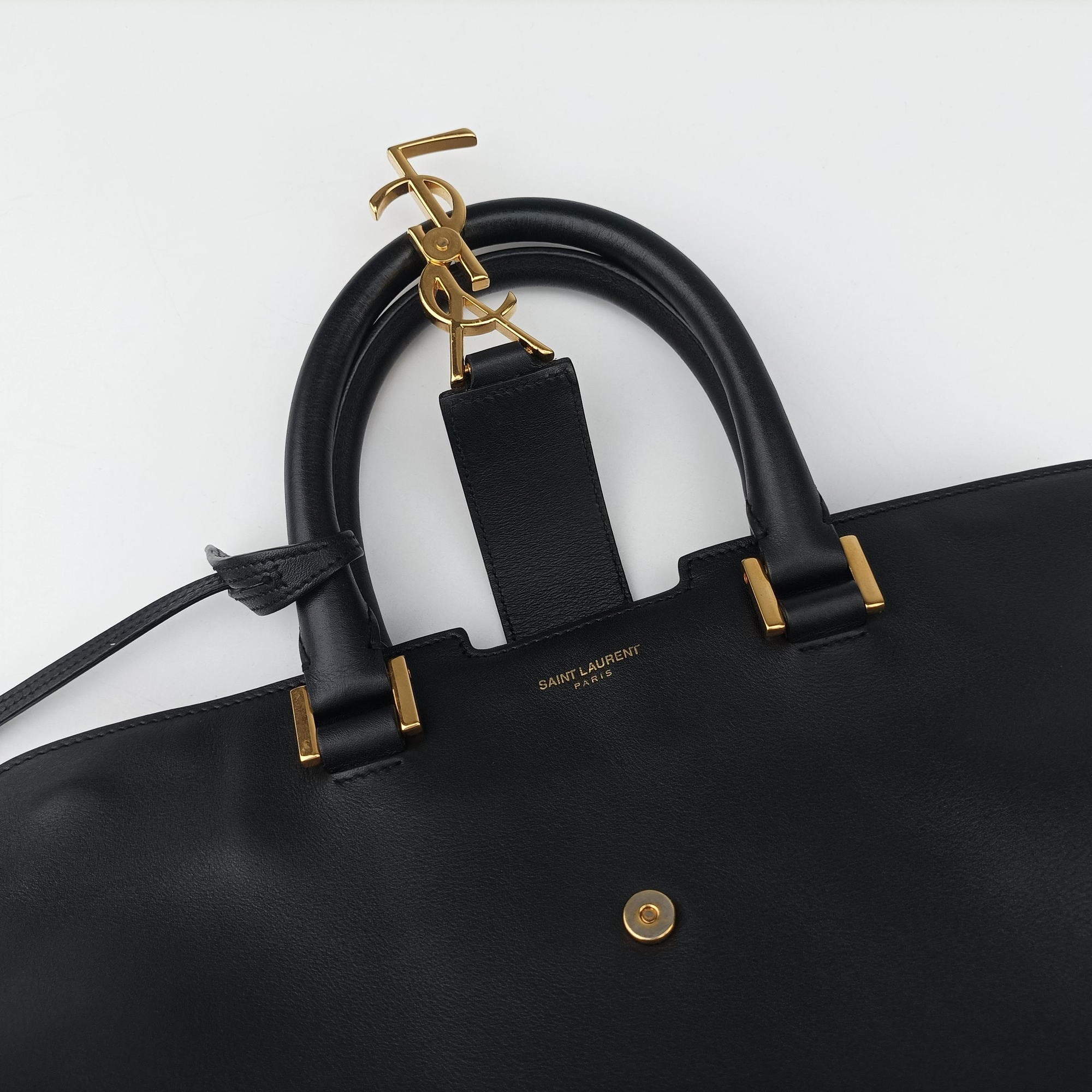 Vintage Yves Saint Laurent BABY CABAS Black Leather 394461 shoulderbag | stylenewstar