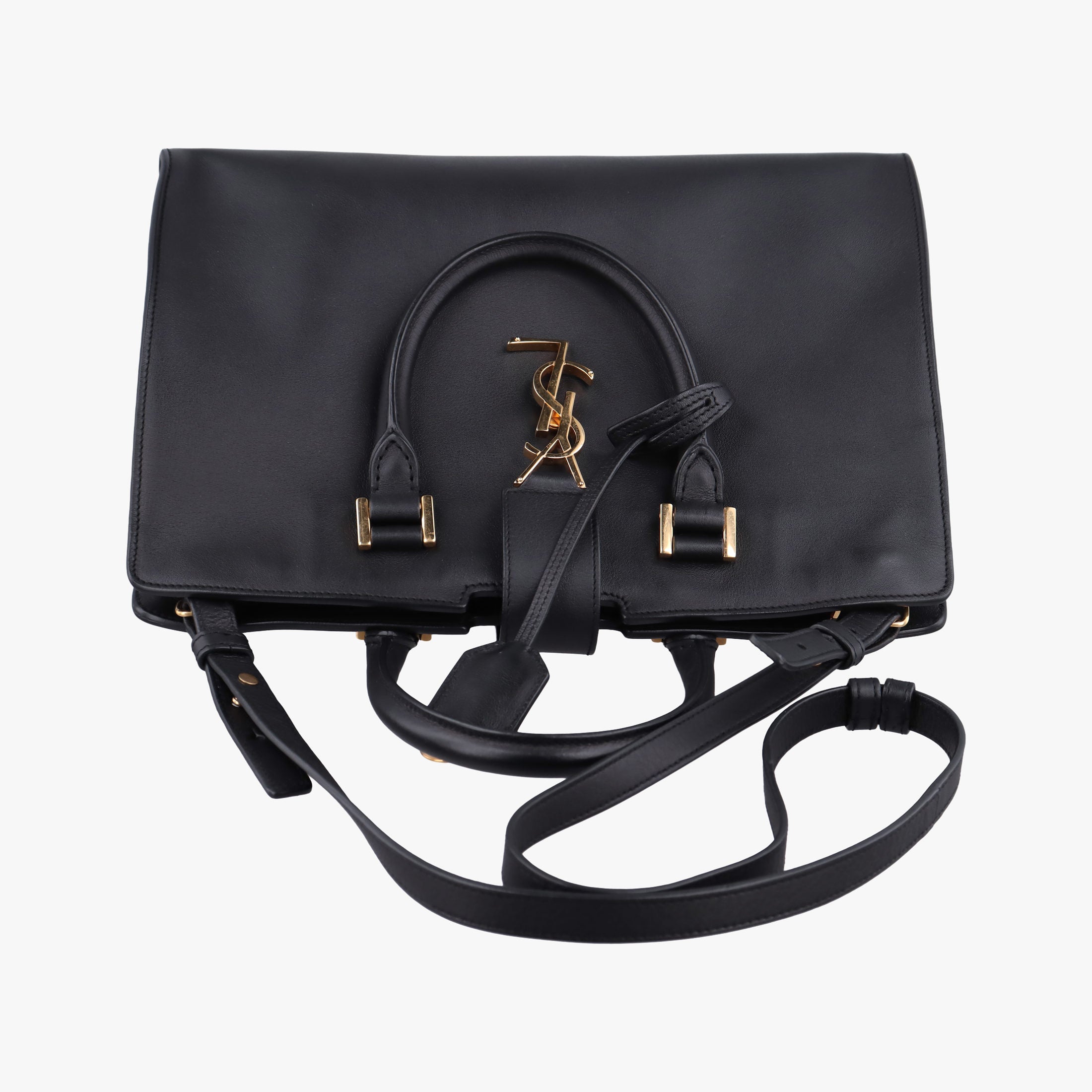 Vintage Yves Saint Laurent BABY CABAS Black Leather 394461 shoulderbag | stylenewstar