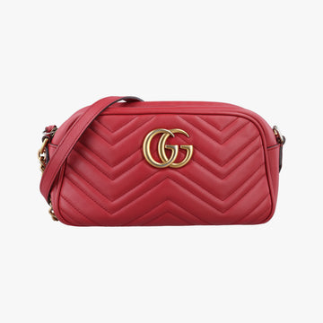 Pre-owned Gucci GG Marmont Red Leather 447632 shoulderbag | stylenewstar