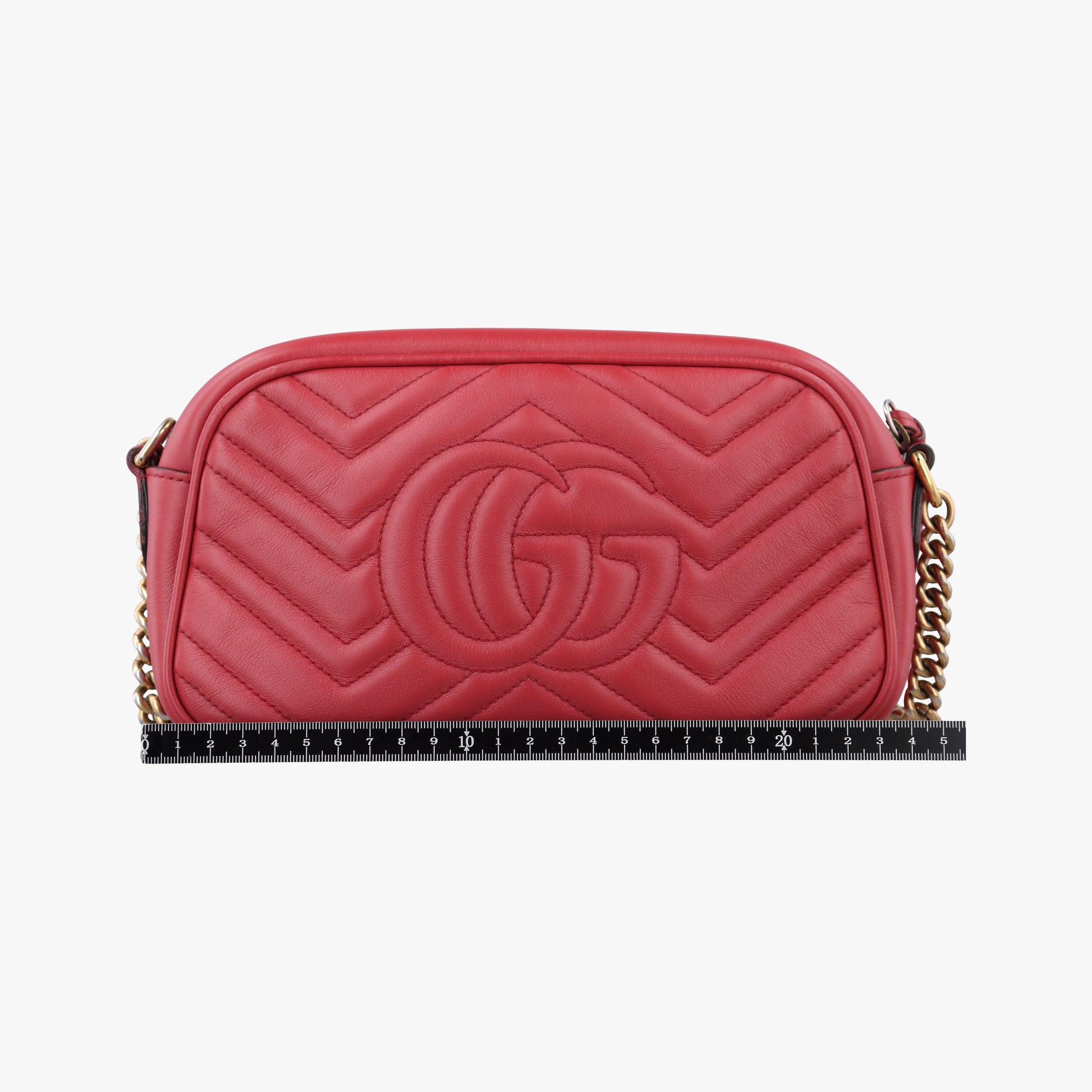 Pre-owned Gucci GG Marmont Red Leather 447632 shoulderbag | stylenewstar