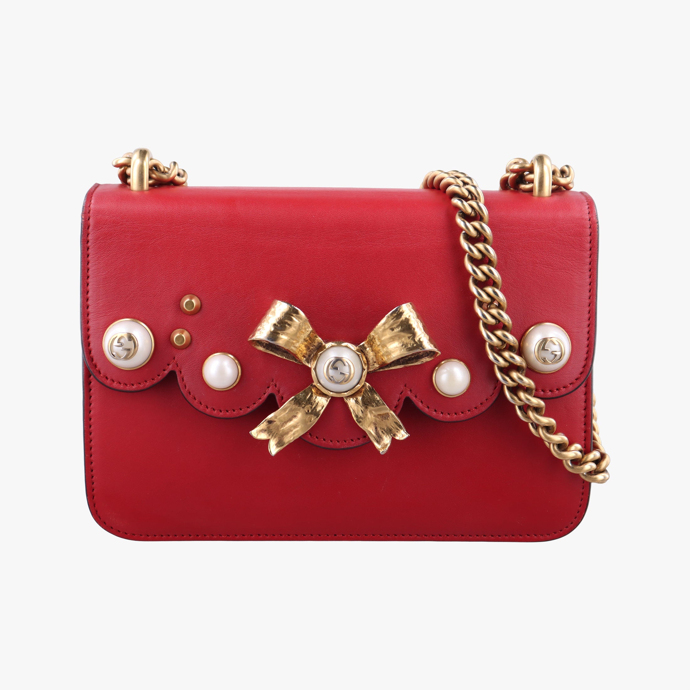 Pre-owned Gucci Peony Red Leather 432281 shoulderbag | stylenewstar