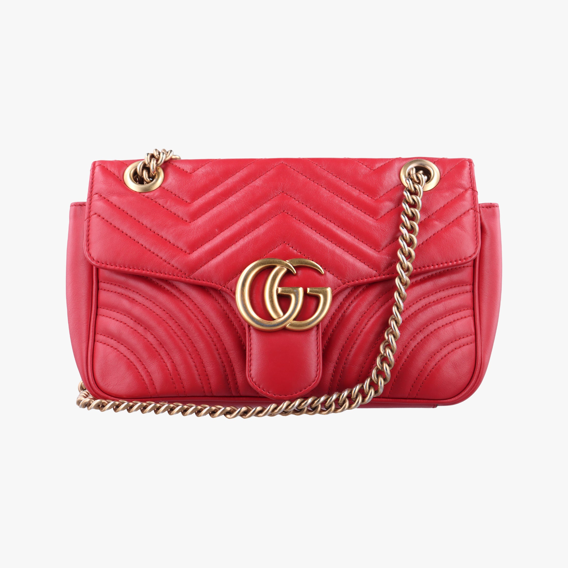 Pre-owned Gucci GG Marmont Red Leather 443497 shoulderbag | stylenewstar