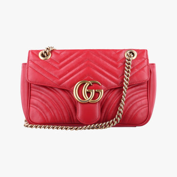 Pre-owned Gucci GG Marmont Red Leather 443497 shoulderbag | stylenewstar