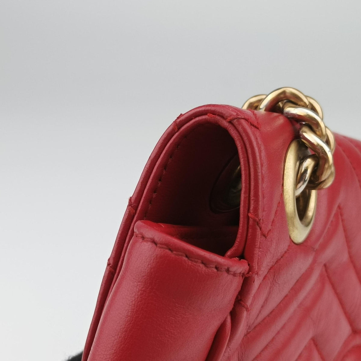Pre-owned Gucci GG Marmont Red Leather 443497 shoulderbag | stylenewstar