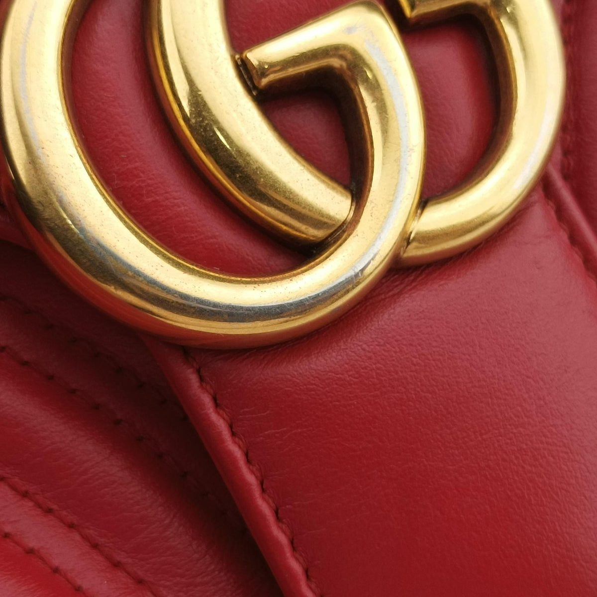 Pre-owned Gucci GG Marmont Red Leather 443497 shoulderbag | stylenewstar