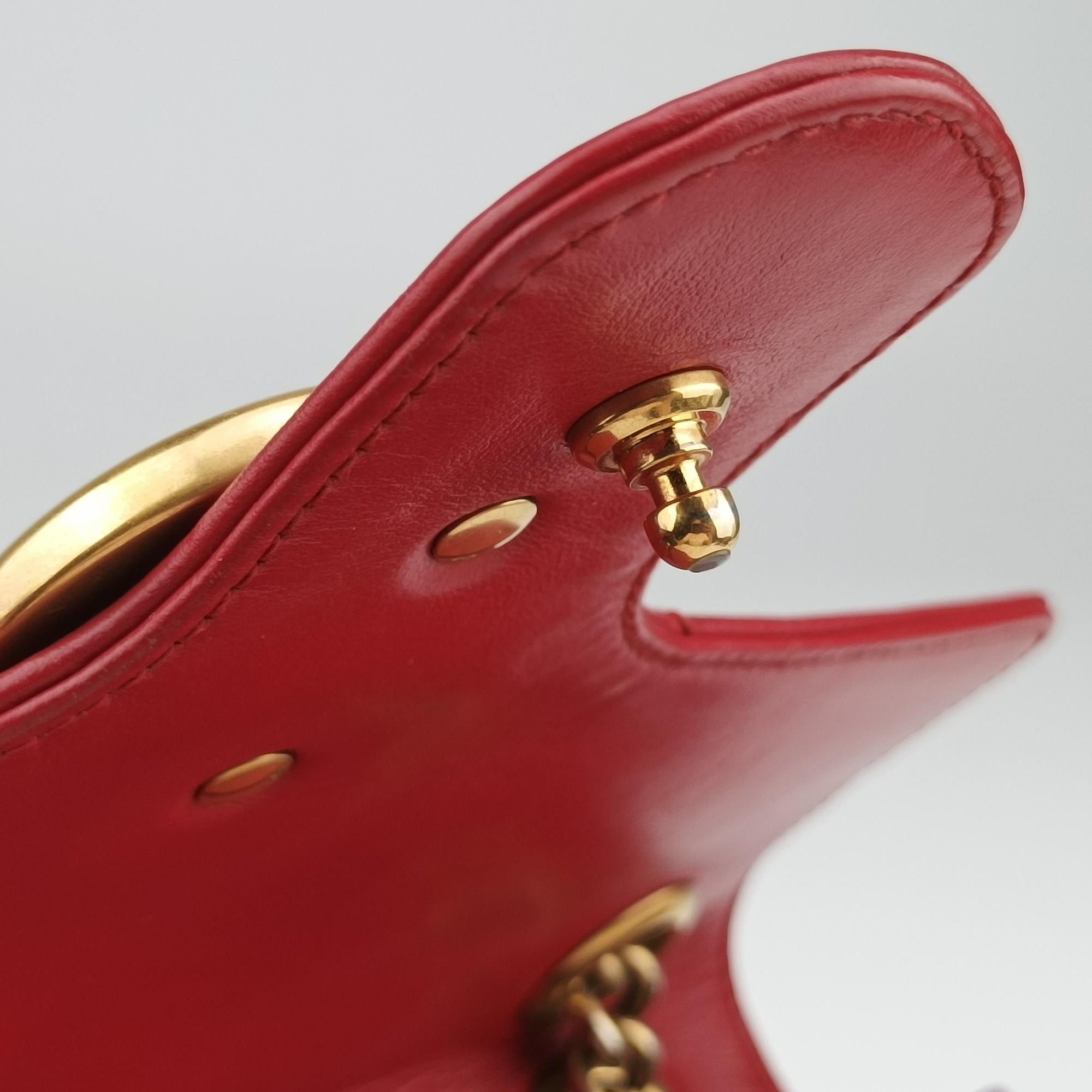 Pre-owned Gucci GG Marmont Red Leather 443497 shoulderbag | stylenewstar