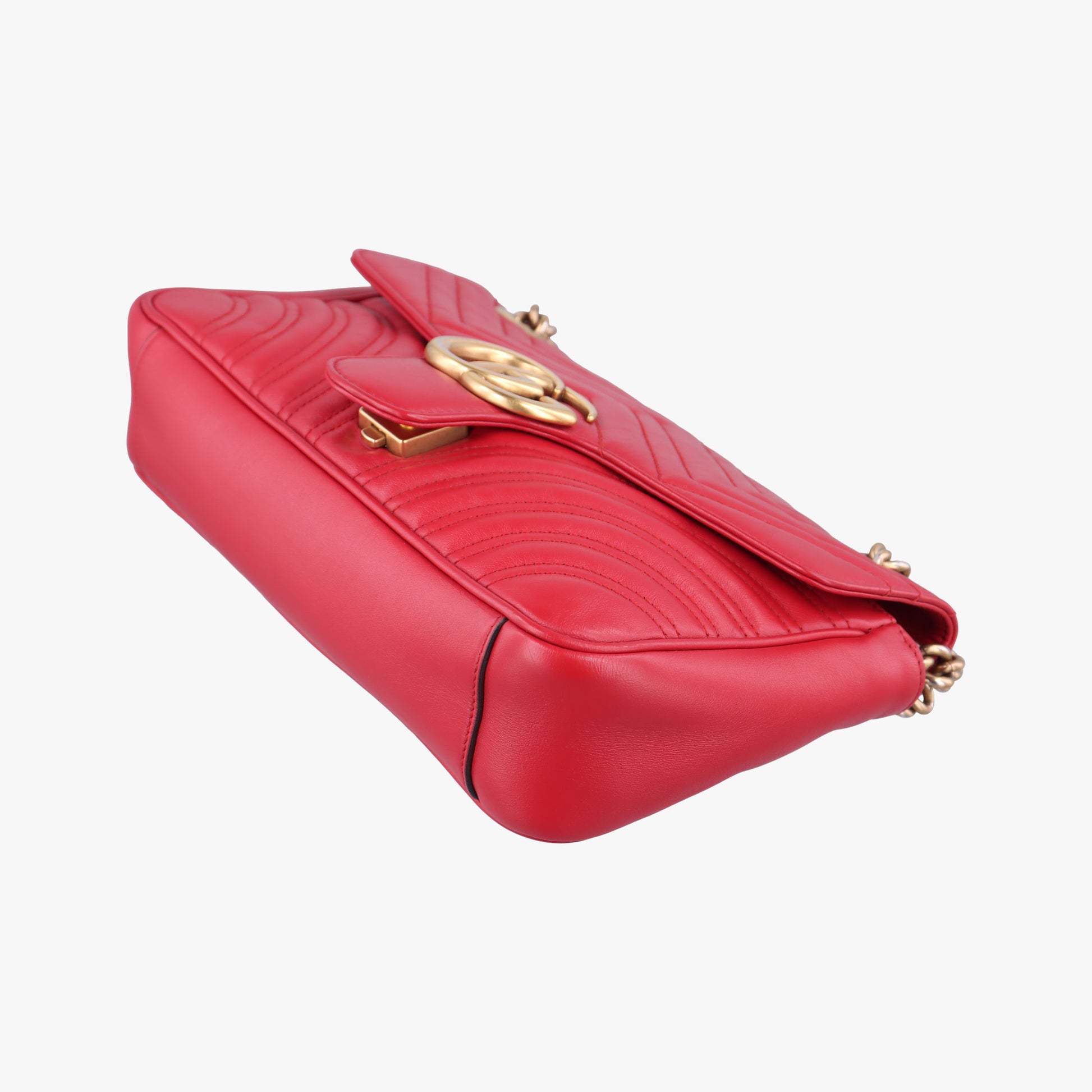 Pre-owned Gucci GG Marmont Red Leather 443497 shoulderbag | stylenewstar