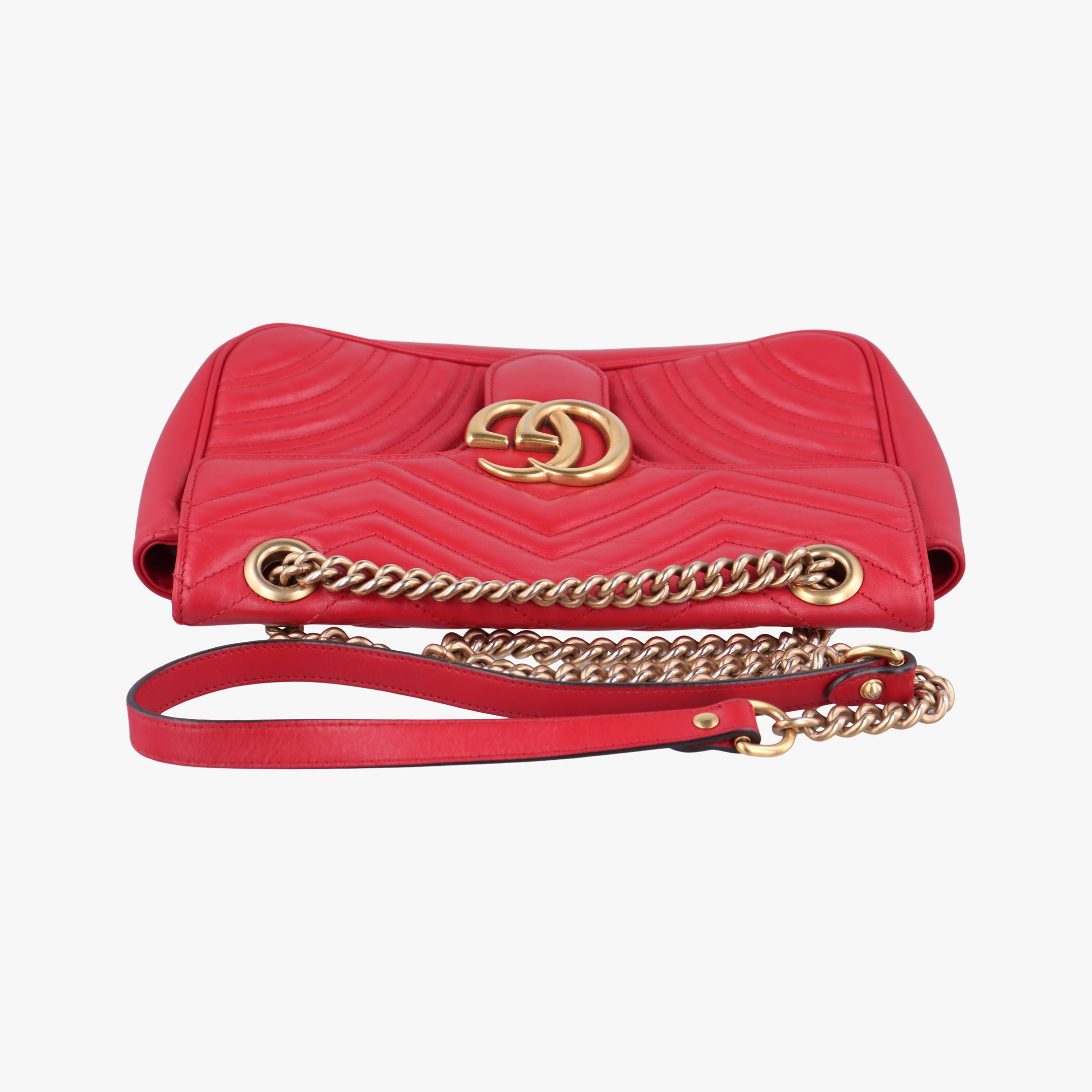 Pre-owned Gucci GG Marmont Red Leather 443497 shoulderbag | stylenewstar