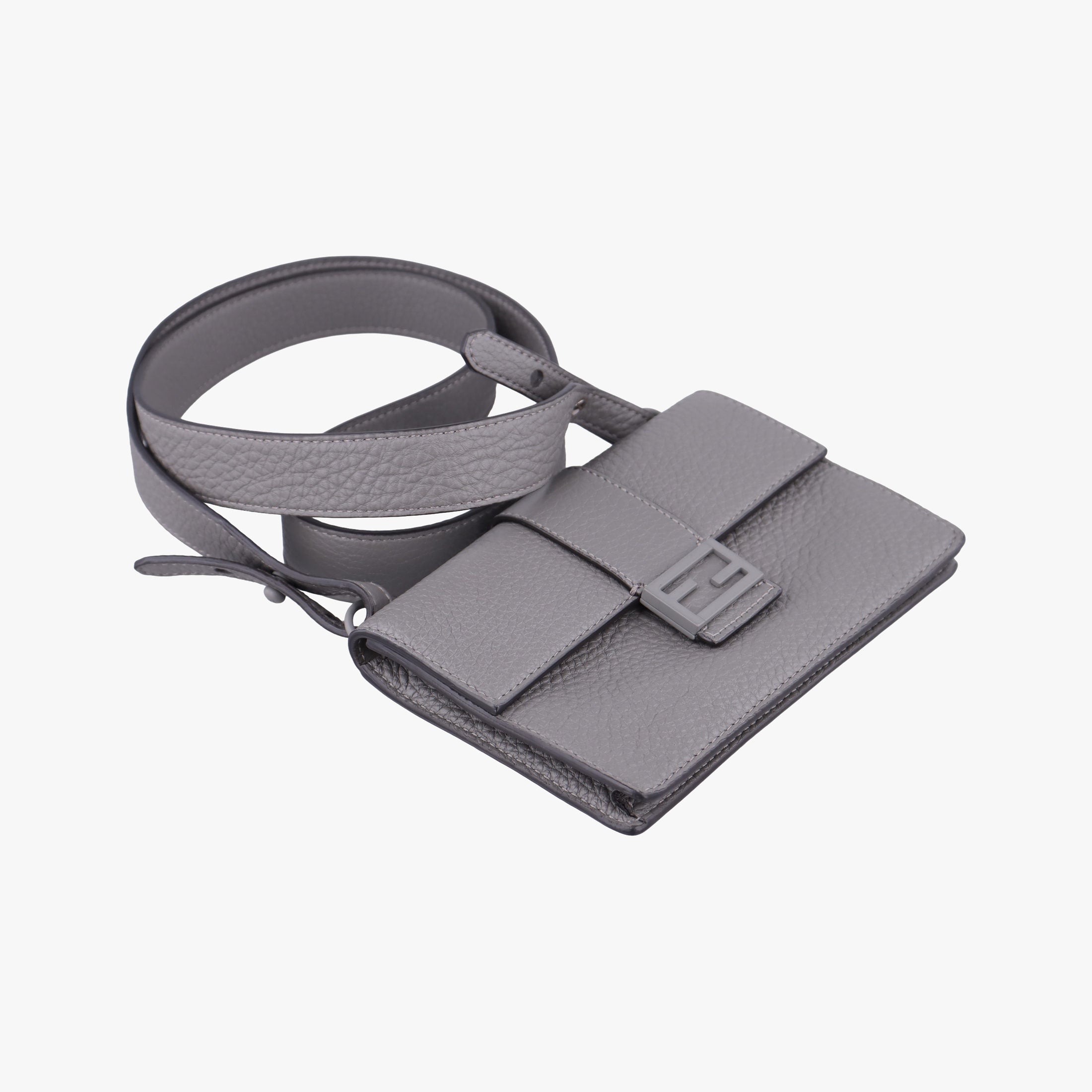 FF Logo Baguette slim Grey Leather 7M0295 7M0295 AGOL 219-0059バゲット スリム グレー レザー 7M0295 7M0295 AGOL 219-0059