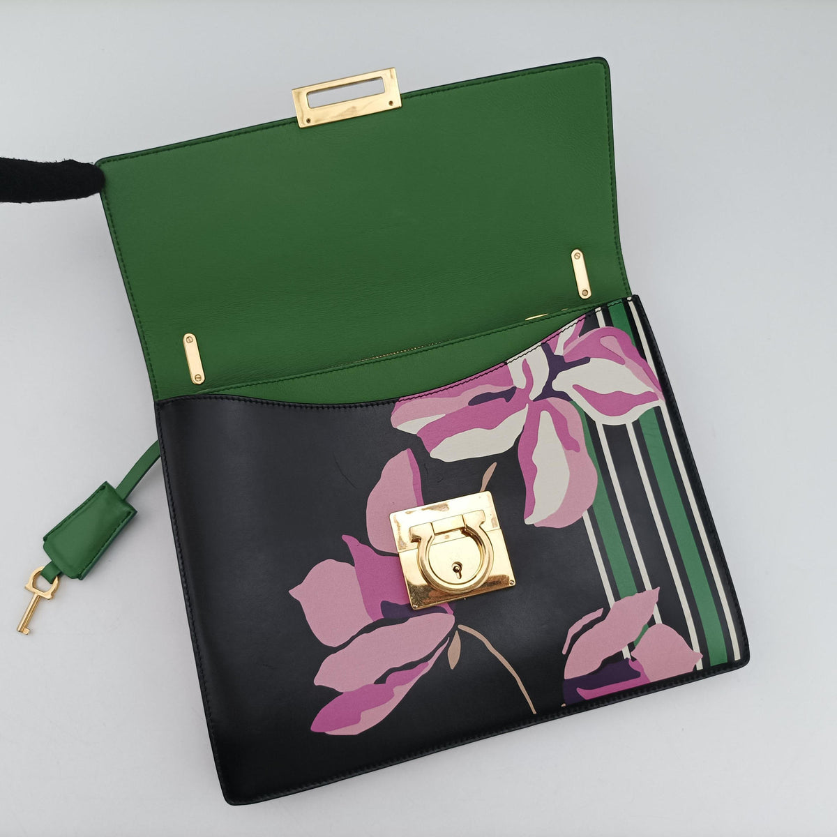 Marisol Floral Print Black x Multicolour Leather DY-21 F616マリソル フローラルプリント ブラック x マルチカラー レザー DY-21 F616