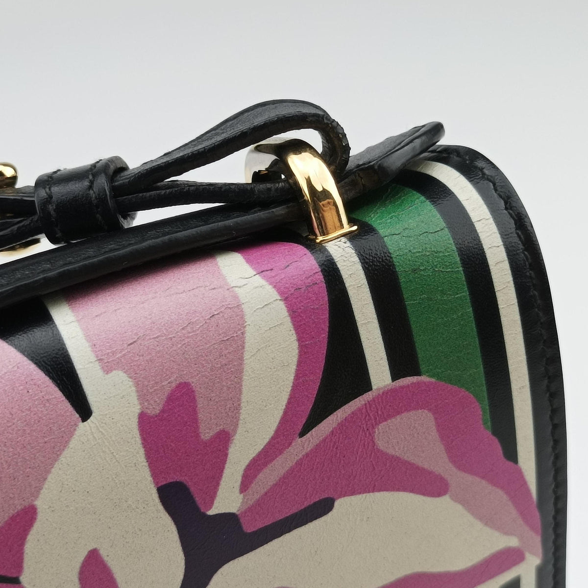 Marisol Floral Print Black x Multicolour Leather DY-21 F616マリソル フローラルプリント ブラック x マルチカラー レザー DY-21 F616