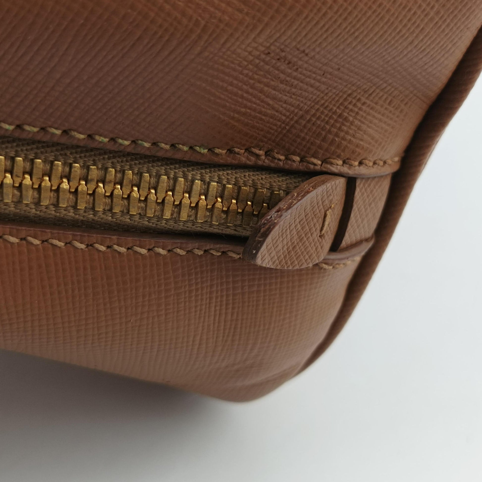 Secondhand Prada Promenade Brown SAFFIANO patent BN2567 handbag | stylenewstar