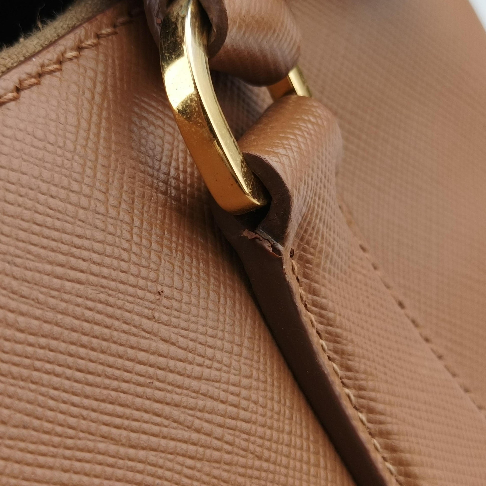 Secondhand Prada Promenade Brown SAFFIANO patent BN2567 handbag | stylenewstar