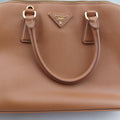 Secondhand Prada Promenade Brown SAFFIANO patent BN2567 handbag | stylenewstar