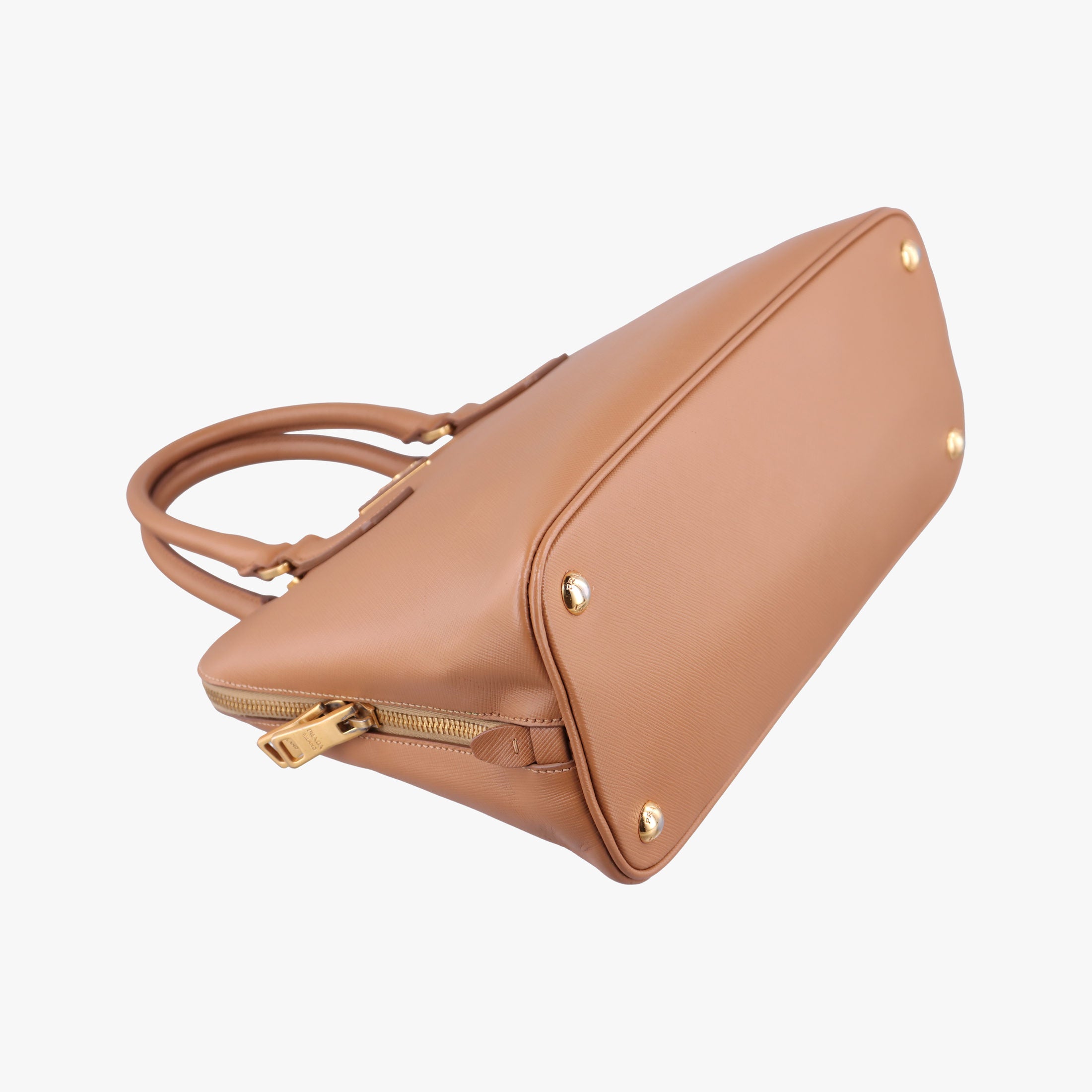 Secondhand Prada Promenade Brown SAFFIANO patent BN2567 handbag | stylenewstar