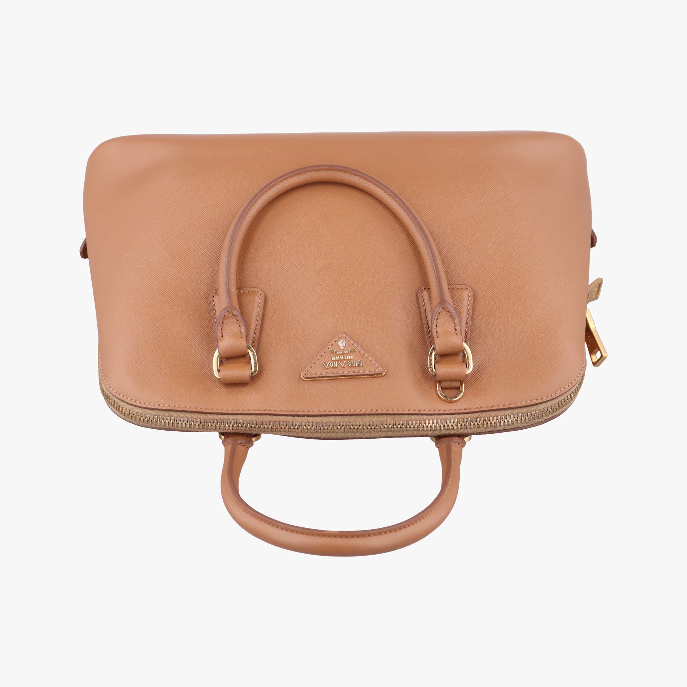 Secondhand Prada Promenade Brown SAFFIANO patent BN2567 handbag | stylenewstar