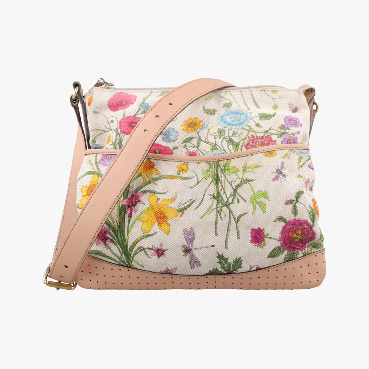Flora Multicolour×White canvas×leather 145857 フローラ マルチカラー×アイボリー キャンバス×レザー 145857 