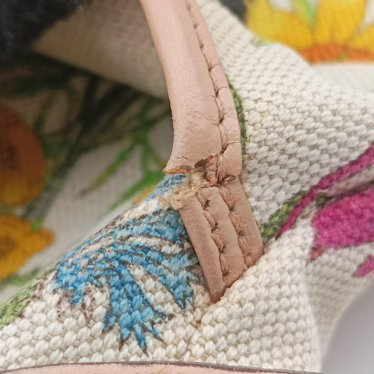 Flora Multicolour×White canvas×leather 145857 フローラ マルチカラー×アイボリー キャンバス×レザー 145857 