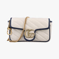 GG Marmont White×navy Leather 574969 GGマーモント ホワイト×ネイビー レザー 574969 