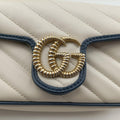 GG Marmont White×navy Leather 574969 GGマーモント ホワイト×ネイビー レザー 574969 