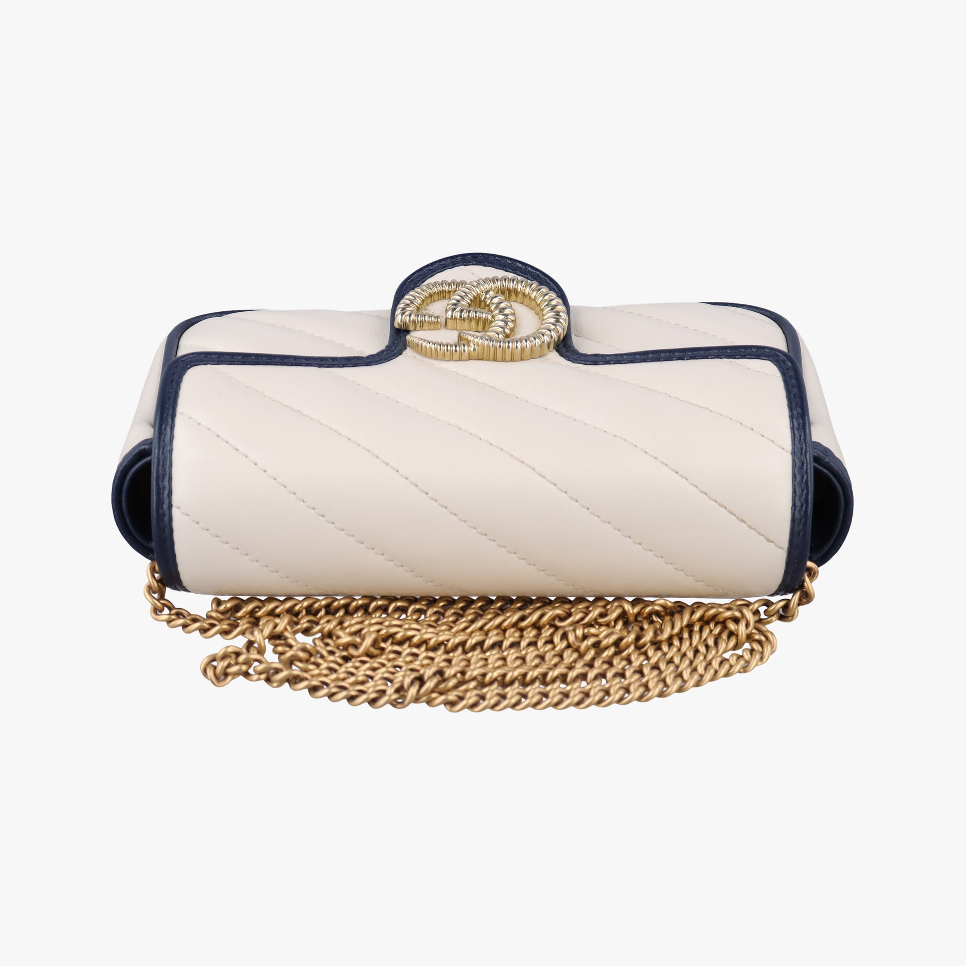 GG Marmont White×navy Leather 574969 GGマーモント ホワイト×ネイビー レザー 574969 