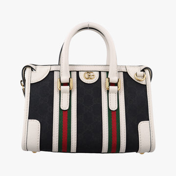 Ophidia Black×white canvas×leather 715771 A039114674オフィディア ブラック×ホワイト キャンバス×レザー 715771 A039114674